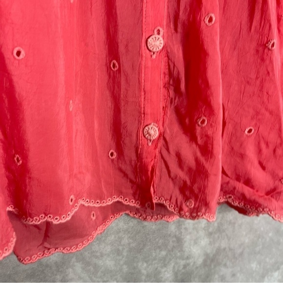 Johnny Was Helia Button-Down Long Sleeve Blouse In Passion Fruit Coral Size XS - Picture 6 of 9